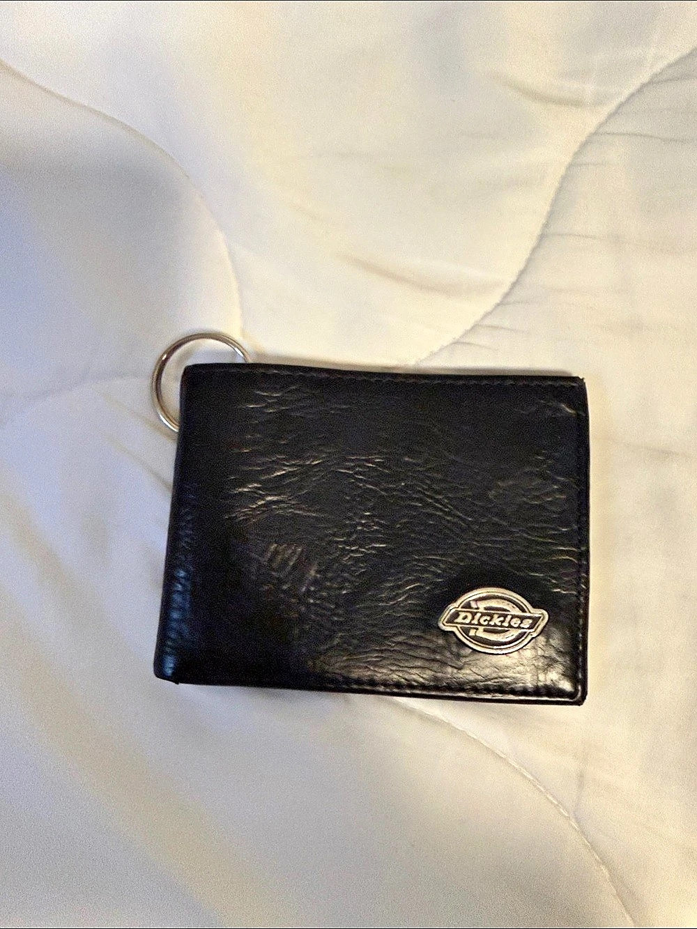 Dickies Men's Leather Trucker Chain Slimfold Wallet Black